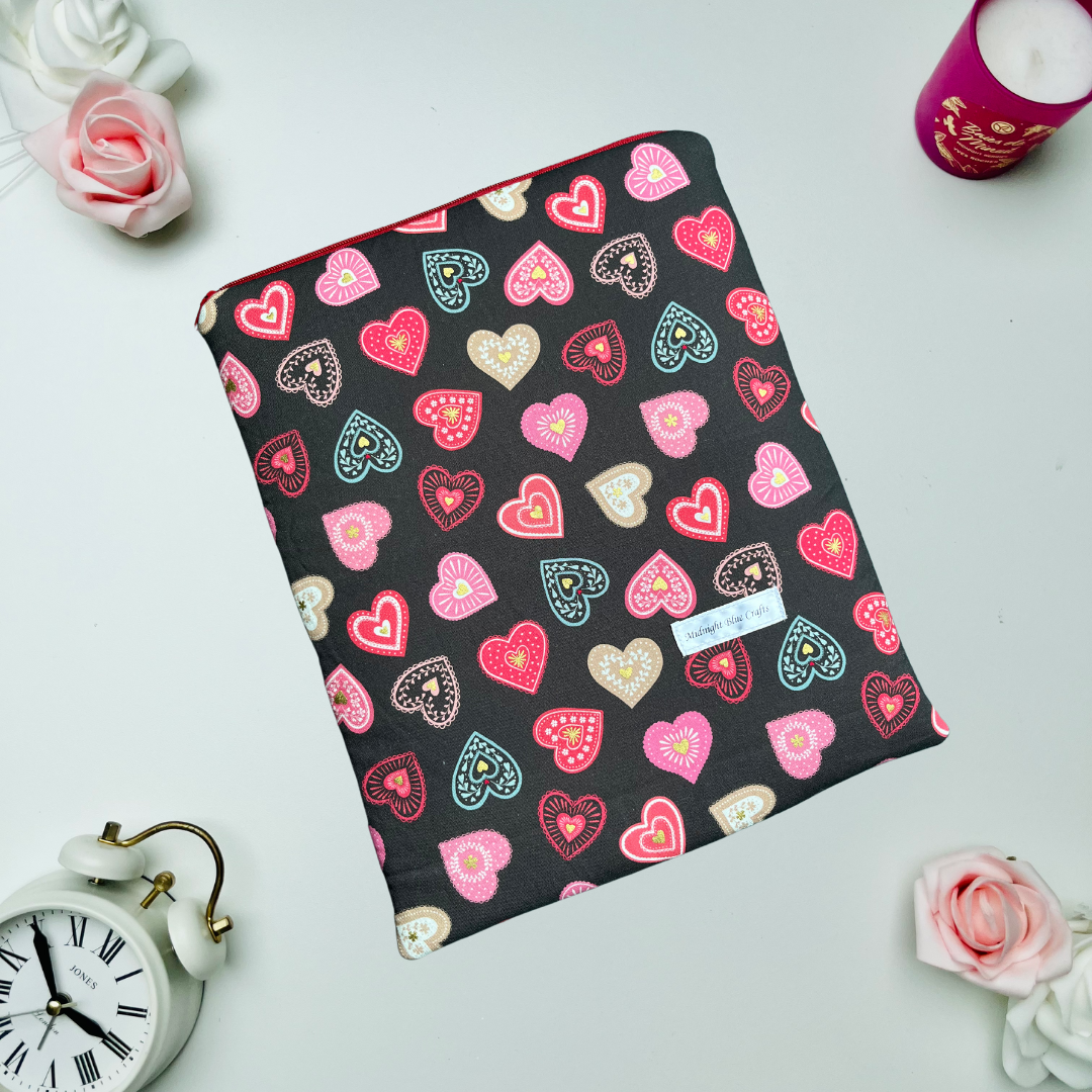Valentine's Hearts - Book Sleeve - Gold Metallic