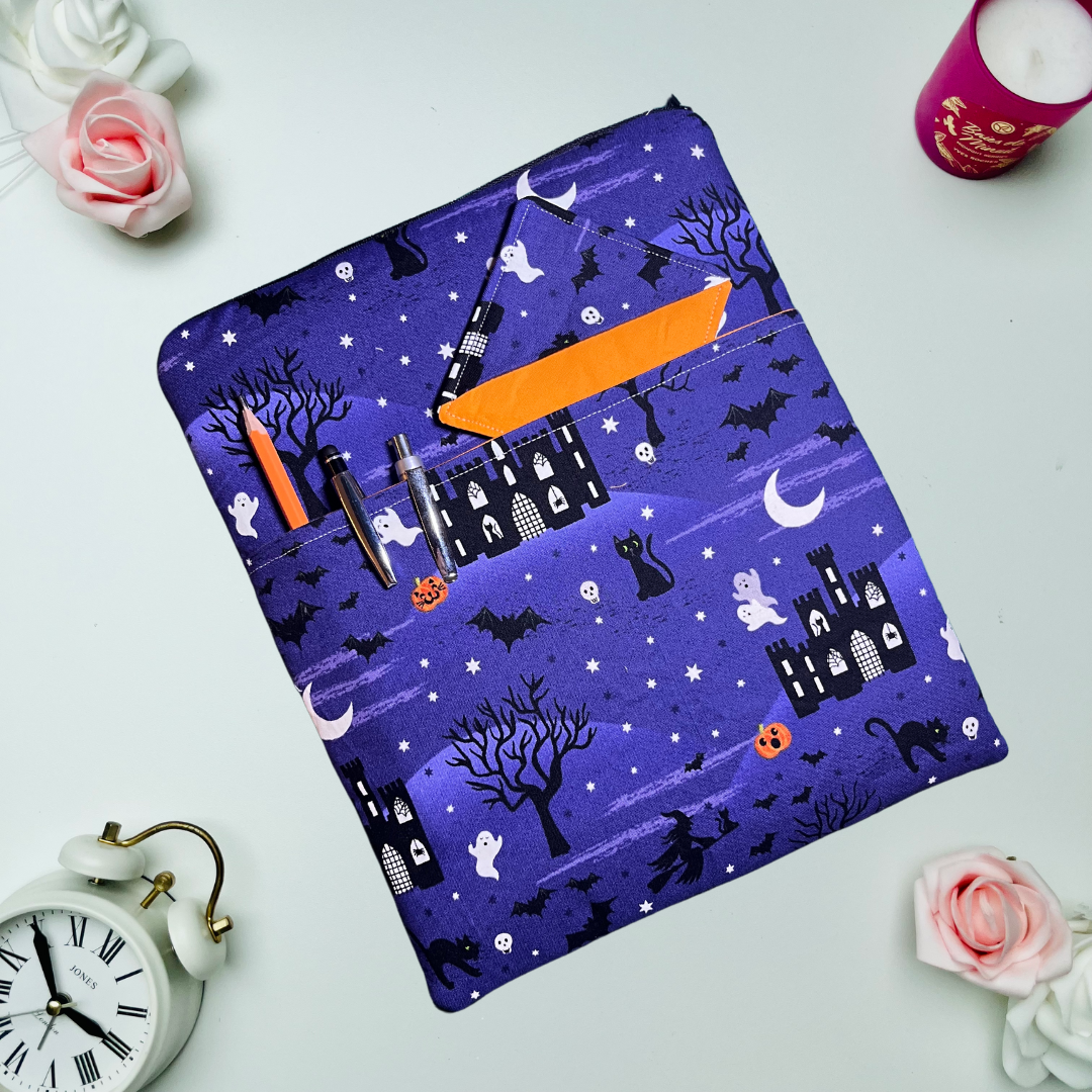 Halloween Castle Spooky - Book Sleeve with pocket - Glow in the Dark