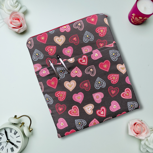 Valentine's Hearts - Book Sleeve with pocket