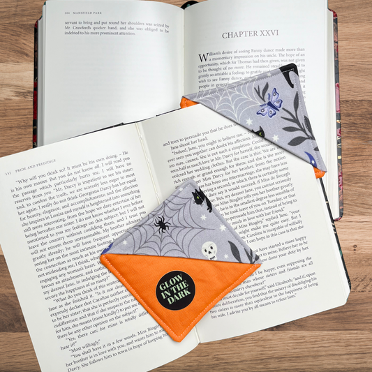 Halloween Spiderwebs Corner Bookmark - Glow in the Dark
